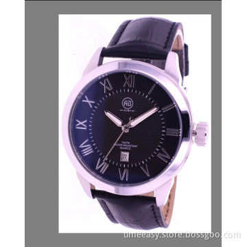 Genuine Leather Watch with Stainless Steel Case